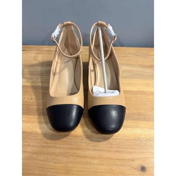 Soda black and tan Mary Jane chunky heeled shoes size 7 1/2 - Picture 2 of 10